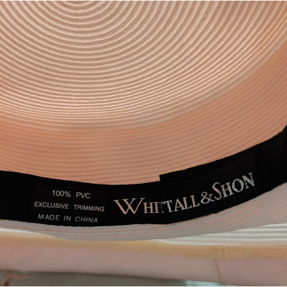 Whittall Shon Pink Derby Hat Bow Sequin Feather Woven Vintage Style - Picture 9 of 16